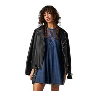 NWT! Free People Love Story Denim Mesh Dress in Indigo - Size Small